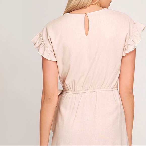 NEW! Ruffle Sleeve Tie Waist Wrap Dress - Picture 2 of 3